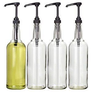 미르 투명 유리 펌프 시럽병 블랙, 01.투명펌프시럽병 1000ml 블랙 4P, 4개