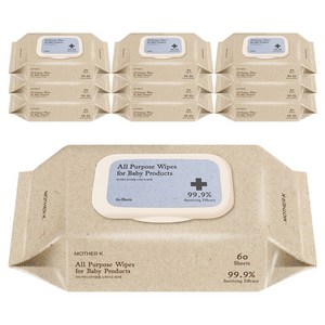 마더케이 유아용 소독티슈 캡형, 45g, 60매, 10개