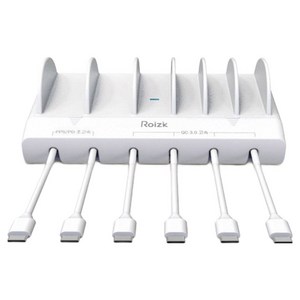 로이직 초고속 PPS PD 6포트 멀티충전기 RZ-615 화이트 + C타입 케이블 6p 세트