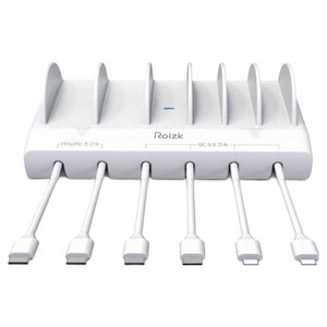 로이직 초고속 PPS PD 6포트 멀티충전기 RZ-615 화이트 + C타입 케이블 4p + 8핀 케이블 2p 세트