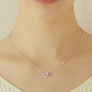 제이에스티나 여성용 더블 하트 목걸이 + 쇼핑백 + 케이스 + 메시지카드