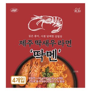 아일랜드슈가 제주딱새우라면 딱멘 118g, 4개