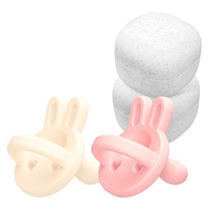 아띠래빗 올실리콘 토끼 쪽쪽이 2종 + 전용 케이스 2p 세트, 1~15개월, 아띠핑크, 크림바닐..., 1세트