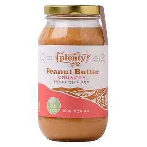 Plenty 100% 땅콩버터 크런치, 500g, 1개