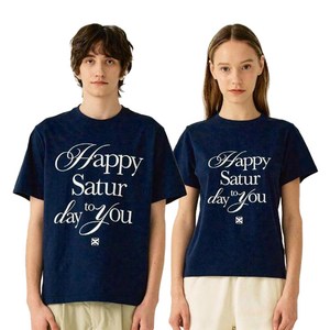 세터 남녀공용 통기성 해피 데이 타이포 그래픽 반팔 티셔츠