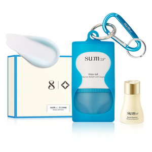 숨37도 헬리녹스 워터풀 마린 릴리프 히알루론산 수분 젤 크림 30ml + 시크릿 에센스 12ml + 카라비너 + 실리콘 케이스 세트