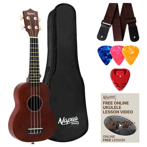 나푸아 입문용 우쿨렐레 초보 패키지 세트 NU330S BN, 소프라노, 1개