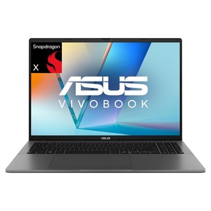 에이수스 VivoBook 매트 그레이 약 16인치에 해당함, 스냅드래곤, 16GB, 512GB, WIN11 Home, 2025.03