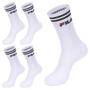 휠라 캐주얼 링글 더블 쿠션 크루 삭스 5켤레