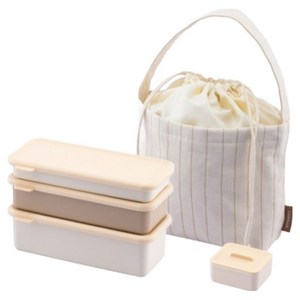 락앤락 투고 간편캡 2단 도시락 360ml + 530ml + 스텐 커트러리 + 1/3용기 + 가방 세트, 혼합색상, 1세트