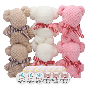 리틀허그 어린이집 답례품 귀여운 곰돌이 수건 구디백 세트, 혼합색상, 6개