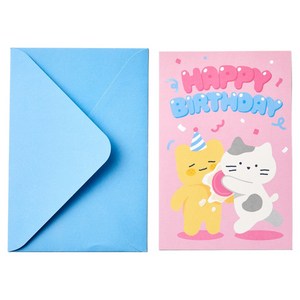 모던하우스 버터샵 버터군 밀크캣 사각 카드, 생일축하해, 1개