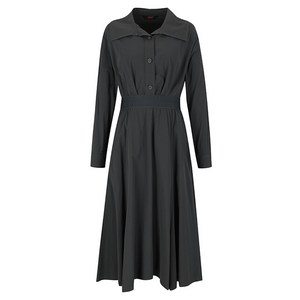 숲 여성용 빅칼라 엘라스틱 밴드 A라인 롱 원피스 SA3OP33