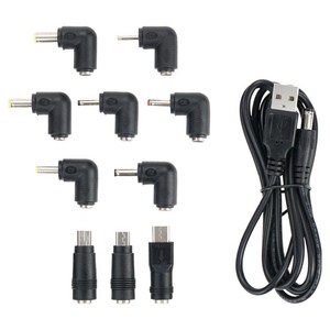 컴스 USB DC 전원 케이블 변환 젠더 10종 세트 1.5m
