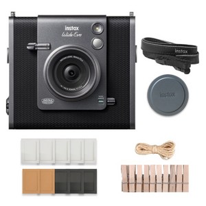 인스탁스 와이드에보 하이브리드 즉석카메라 + 종이액자 랜덤발송 + 나무데코 + 스트랩 + 렌즈캡 세트