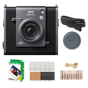 인스탁스 WIDE EVO 하이브리드 카메라 + 와이드필름 20p + 종이액자 랜덤발송 + 나무데코 + 스트랩 + 렌즈캡 세트 WIDE EVO