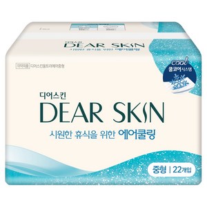 디어스킨 에어쿨링 생리대 날개형, 중형, 22개입, 1개