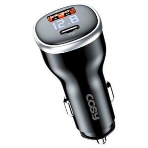 코시 51W 전압표시 초고속 시거잭 차량용 PD QC3.0 2포트 충전기, CGR4144AT, 블랙