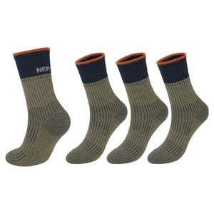 네파 여성용 투톤 무압박 쿠션 장목 등산양말, S, 카키 + 네이비, 4개