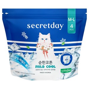 시크릿데이 순한코튼 마일드쿨 입는 오버나이트, 중대형, 4개입, 1세트