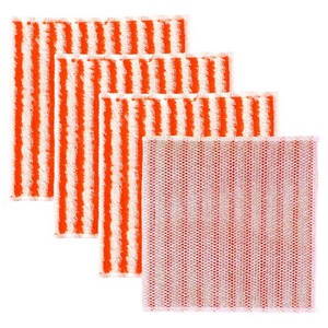 람스홈 대나무 섬유 기름때 흡수 은사 수세미 오렌지, 4개입, 1세트