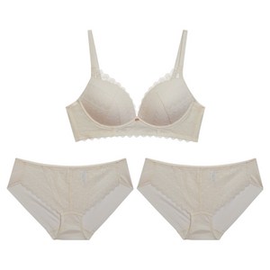 원더브라 로맨틱 레이스 노와이어 브라 + 팬티 세트 WIZ022 WBW5N1