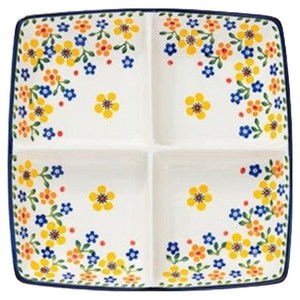 프라카 폴란드풍 도자기 사각 4절 나눔접시, 쟈스민, 1개