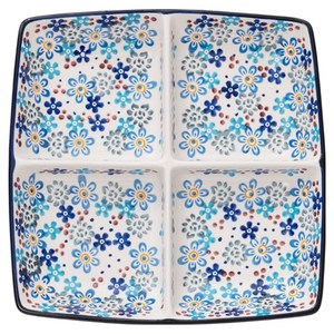 프라카 폴란드풍 도자기 사각 4절 나눔접시, 하이지아, 1개