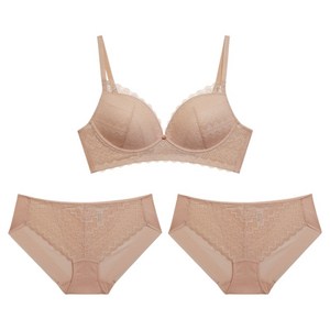 원더브라 로맨틱 레이스 노와이어 브라 + 팬티 2p 세트 WIZ022 WBW5N1