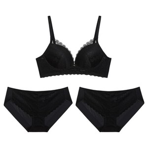 원더브라 로맨틱 레이스 노와이어 브라 + 팬티 2p 세트 WIZ022 WBW5N1