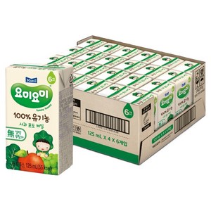 요미요미 100% 유기농 사과포도케일, 125ml, 24개