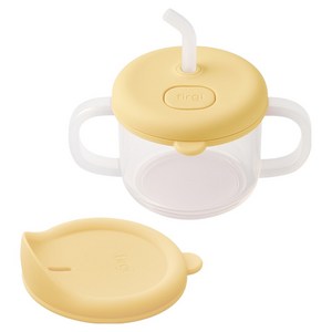 퍼기 처음 쓰는 말랑 빨대컵 세트, 200ml, 버터옐로우, 1세트