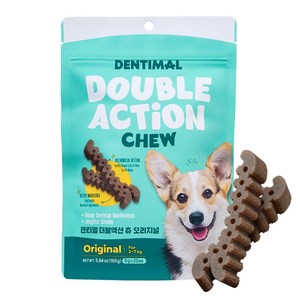 덴티멀 강아지 더블액션 츄 오리지널 석세포 치석관리 덴탈껌, 배, 160g, 1개