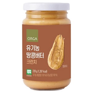 올가홀푸드 100% 유기농 땅콩버터 크런치, 220g, 1개