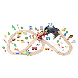 토도리브로 원목 전동기차 90p 세트, 혼합색상, 85 x 37 cm, 1세트