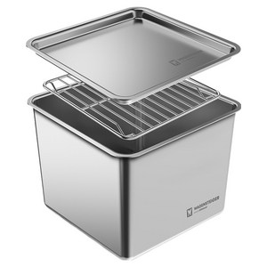 바겐슈타이거 연마제 없는 스텐304 콰트라트 캐니스터 + 뚜껑 + 랙 세트 깊은형 2200ml, 대(162 x 16..., 뚜껑 + 랙 + 캐..., 1세트