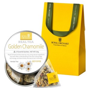 로얄오차드 골든카모마일 실버틴 싱글팩 차 티백 + 기프트박스 선물세트, 티백 6p + 기프..., 1세트