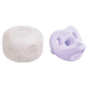 모윰 유아용 올 실리콘 마카롱 쪽쪽이 + 전용케이스 세트, 2단계(3~6개월), 타로밀크, 1세트