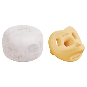 모윰 유아용 올 실리콘 마카롱 쪽쪽이 + 전용케이스 세트, 3단계(6개월이상), 머스타드, 1세트