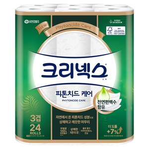 크리넥스 3겹 피톤치드 케어 천연펄프 화장지, 30m, 24롤, 1개
