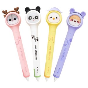 다다 애니멀 수정테이프 6M 4종 세트, 화이트, 블루, 옐..., 1세트