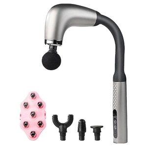 라이프엠디 4세대 업그레이드 진동 핸디 갈고리형 무선 커브 마사지건 + 헤드 4종 + 휴대용 림프 지압 마사지기 세트 LMD034G