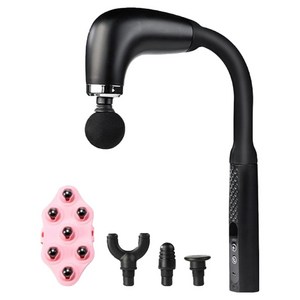 라이프엠디 4세대 업그레이드 진동 핸디 갈고리형 무선 커브 마사지건 + 헤드 4종 + 휴대용 림프 지압 마사지기 세트 LMD034B