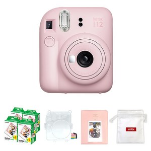 인스탁스 즉석카메라 블로썸핑크 + 미니 필름 80p + 투명 케이스 + 마카롱 2단앨범 + 로고 파우치 세트 mini 12