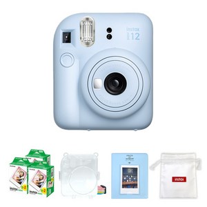 인스탁스 즉석카메라 파스텔블루 + 미니필름 60p + 투명 케이스 + 마카롱 2단앨범 + 로고파우치 세트 instax mini 12