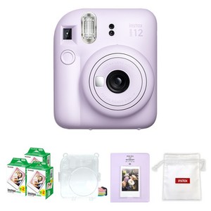 인스탁스 미니12 즉석카메라 라일락퍼플 + 미니필름 60p + 투명케이스 + 마카롱2단앨범 랜덤발송 + 로고파우치 랜덤발송 세트 instax mini 12