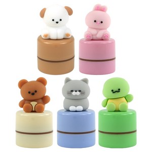 핑크풋 미니 피규어 스탬프 5종 세트, 검정색, 1세트