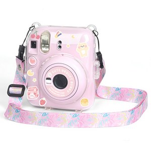 인스탁스 투명 미니 카메라 크리스탈 케이스 + 스티커 꾸미기 + 숄더스트랩 세트