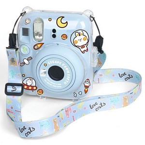 인스탁스 투명 미니 카메라 크리스탈 케이스 + 스티커 꾸미기 + 숄더스트랩 세트