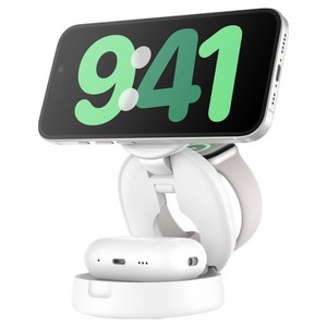 벨킨 3in1 Qi2 15W 컨버터블 마그네틱 무선 고속 충전 스탠드 초소형 각도 조절 지원 WIZ034kr